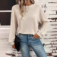 Women's Wear Round Neck Knitted Loose Long Sleeve Pullover Top