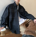 Men's Bright Line Tooling Jacket Japanese Solid Color Shirt Coat