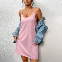 Double Mill Silk Pocket Home Strap Pajamas For Women