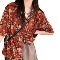 Floral Shirt Casual Loose Top Men And Women