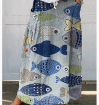 Independent Printed Skirt With Pockets
