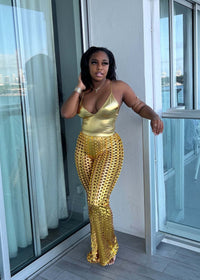 Fashion Bronzing Suit Wish Hot Sale Jumpsuit