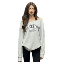 American-style Retro Shoulder Sweater Letter Print Long Sleeve