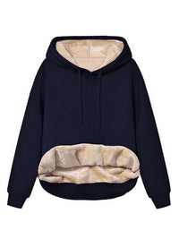 Warm Fleece Hooded Sports Sweatshirt With Pockets