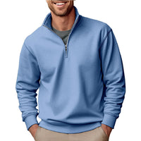 Casual Zipper Velvet Stand Collar Solid Color Men's Sweater