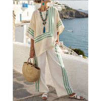 Loose Casual Womens Fashionable Beach Vacation Two-Piece Set