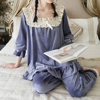 Thickened Sweet Princess Pajama Set Warm Loungewear For Home