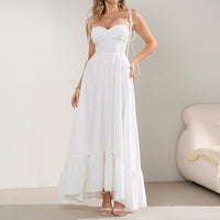 Strap Dress With Tie Details Sexy Open-back Design
