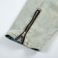 Men's High Street Fashion American Vintage Zipper Stand Collar Multi-pocket Jacket