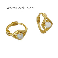 Minimalist Hollow Triangle Earrings With Opal Inlay
