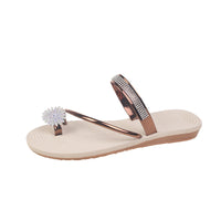 Outerwear Floral Rhinestone Flip-Flops Fairy Style Flat Sandals Two-Way Wear