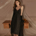 Long Embroidery Slip Nightdress Outerwear Gown Pajamas Suit