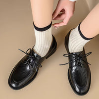 Womens Large-size Leather Shoes With A Round Toe And Cowhide Upper