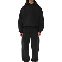 Fleece-lined Men's Sweater Casual Hoodie Solid Color Pullover Sweatshirt