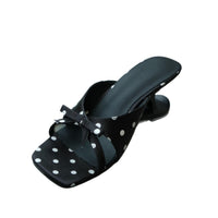 Womens Alien-style Square-toe Slide Sandals With A Bow