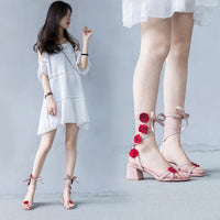 Middle Leather Thick Heel Strap Girls High Heels