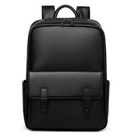 Men's Leather Large-Capacity Solid Color Backpack