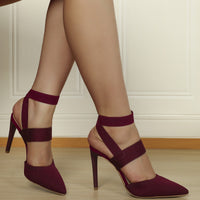 Closed Toe Back Empty Elastic Band Stretch High Heels Pointed Sandals
