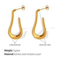 Fashionable High-end Design Irregular U-shaped Earrings, Stainless Steel With 18K Gold Plating, Hollow Earrings For Women.