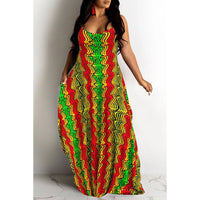 Women's Fashionable Plus-Size Printed Slip Dress