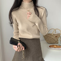 Half-high Collar Inner Match Women's Slimming And Warm Knitted Top