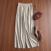 Breathable Linen Lace-Patchwork Sleeveless Vest Wide-Leg Pants Set For Women
