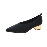 Fashion Retro Women's Pointed Toe Knitted Chunky Heels