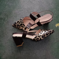 Women's Sandals Summer New Chunky Pointed Toe Hollow High Heel