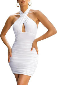 Sexy Backless Bodycon Ruffle Halter Hip-Hugging Dress