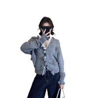 Three-dimensional Flower Long Sleeve Sweater Coat Female