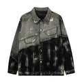 Men's Trendy Punk Contrast Color Gradient Irregular Stitching Cat Beard Polo Collar Jacket