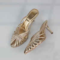 New Gold Hollow Thin Strip Heels For Women Luxury Pointed To