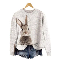 Womens Crew-neck Top With Animal Print