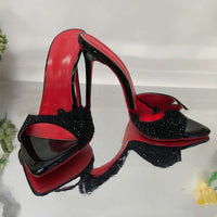 Rhinestone Ankle-strap Open Toe Sandals And Slippers Fashionable All-matching