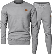 Men's Sports Casual Round Neck Jacquard Two-piece Dress Of Knitted Sweater
