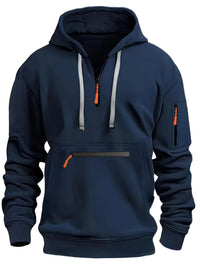 Waterproof Zipper Multi-pocket Hoodie Men's Sport Casual Sweatshirt