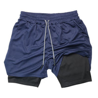 Men's Double-Layer Quick-Drying Breathable Sports Shorts With Pockets
