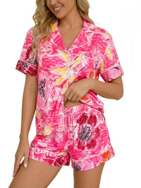 Digital-print Short-sleeve Top And Shorts Two-piece Set