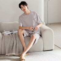 Men's Ice Silk Summer Short-Sleeve Shorts Thin Homewear Set