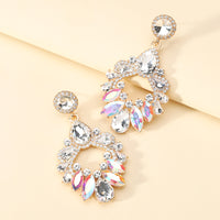 Crystal Wreath Drop Earrings Sparkly Rhinestone Statement Jewelry For Women Wedding Party Prom Festival Daily Wear