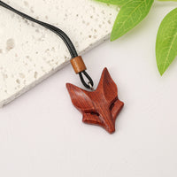 Wooden Fox Pendant Vintage Creative Necklace