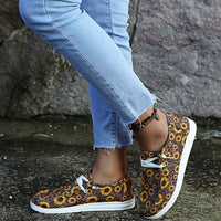 Loafers Women Sunflower Print Flats Casual Canvas Shoes Non-lace Lazy Shoes