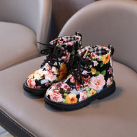 Girls Fashion Printed Floral Martin Boots
