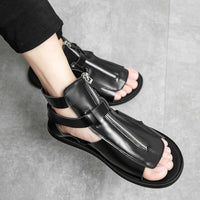 Plus Size Zipper Roman Sandals Casual Hollow Out