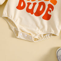 Boys And Girls Round Neck Long Sleeve Letter Printing Rompers Jumpsuit Multicolor