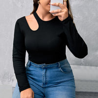 Women's Round-neck Long-sleeve Slim-fit Hollow-out Top