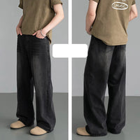 Retro Distressed Loose-fit Straight-leg Pants