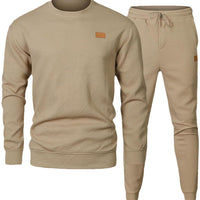 Men's Sports Casual Round Neck Jacquard Two-piece Dress Of Knitted Sweater