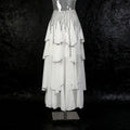 New Arrival Elegant Black And White Contrast Color Long Dress With Tiered Ruffle Hem For Women