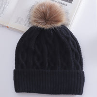 Warm Leisure Flanging Pompons Knitted Hat